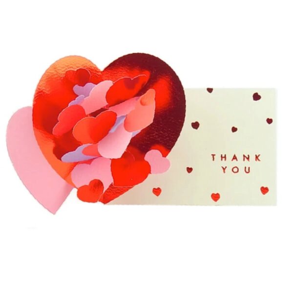 立體感謝卡 – 紅色心心 正面